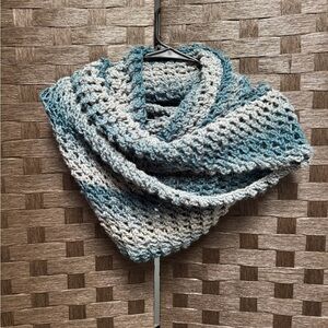 Handmade Blue and Gray Crochet Scarf